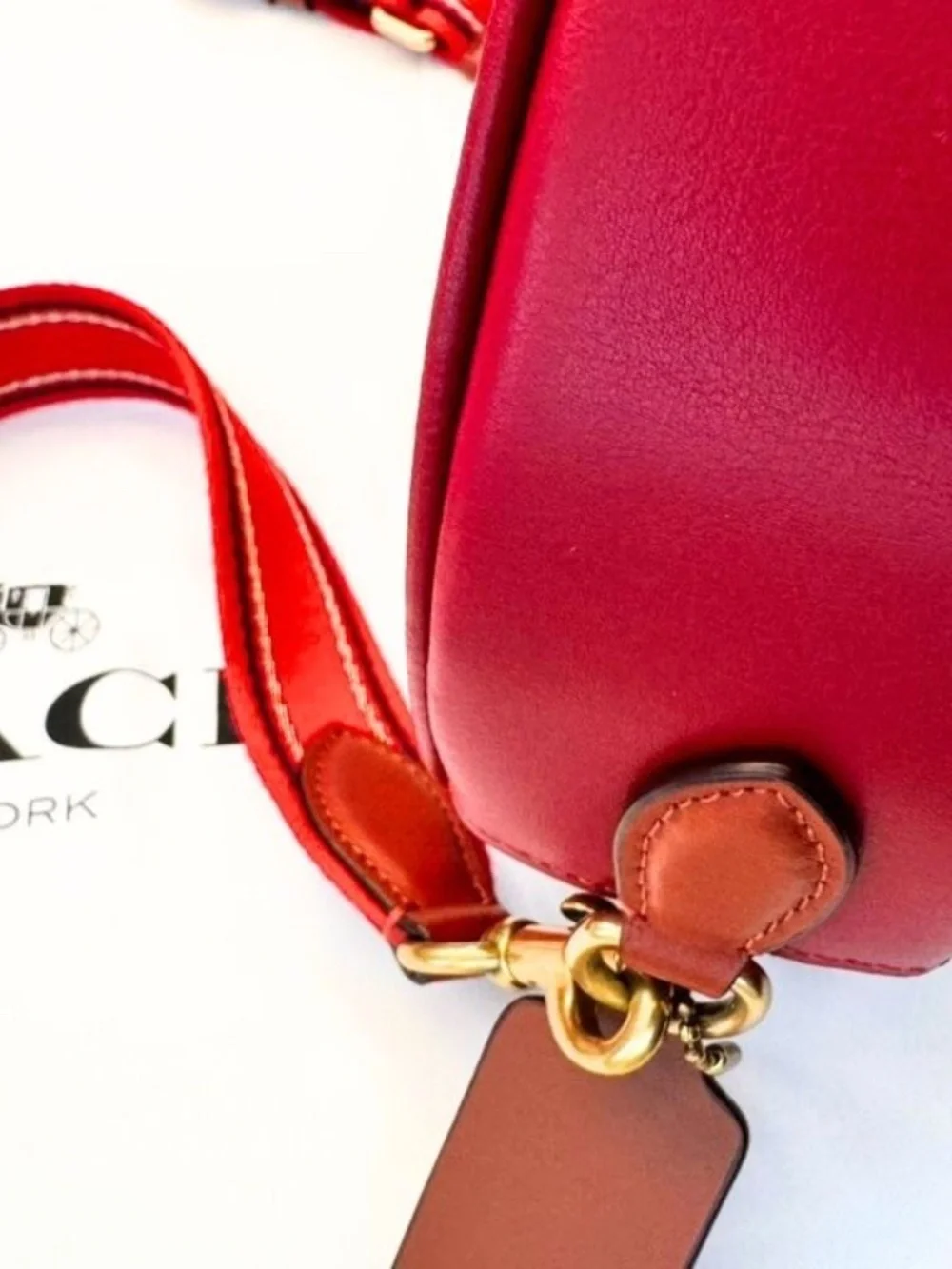 Coach Lunar New Year Kia Circle Bag Signature Canvas Red Lavender Zip